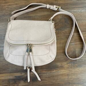 Antik Kraft blush/beige foldover crossbody gold accents 100% PU Leather